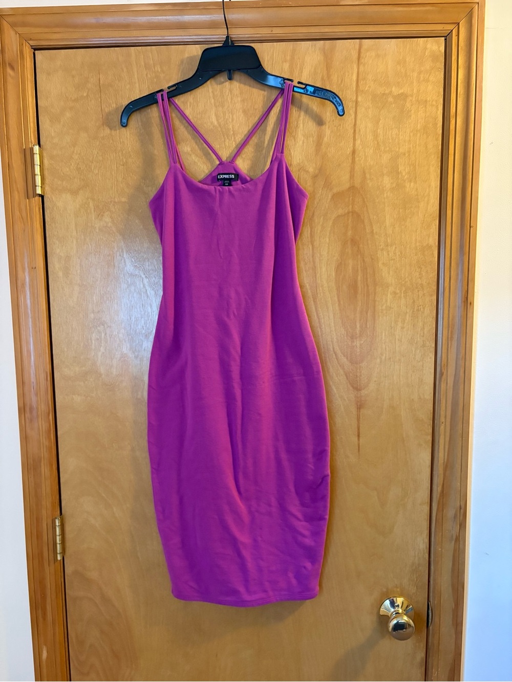 Express Fuchsia Strappy Cutout Bodycon Dress